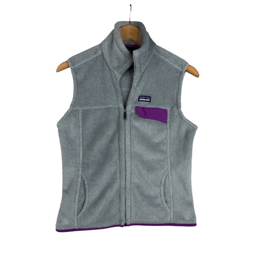 Patagonia Womens Polartec Re-Tool Thermal Pro Full Zip Fleece Vest Gray Size M